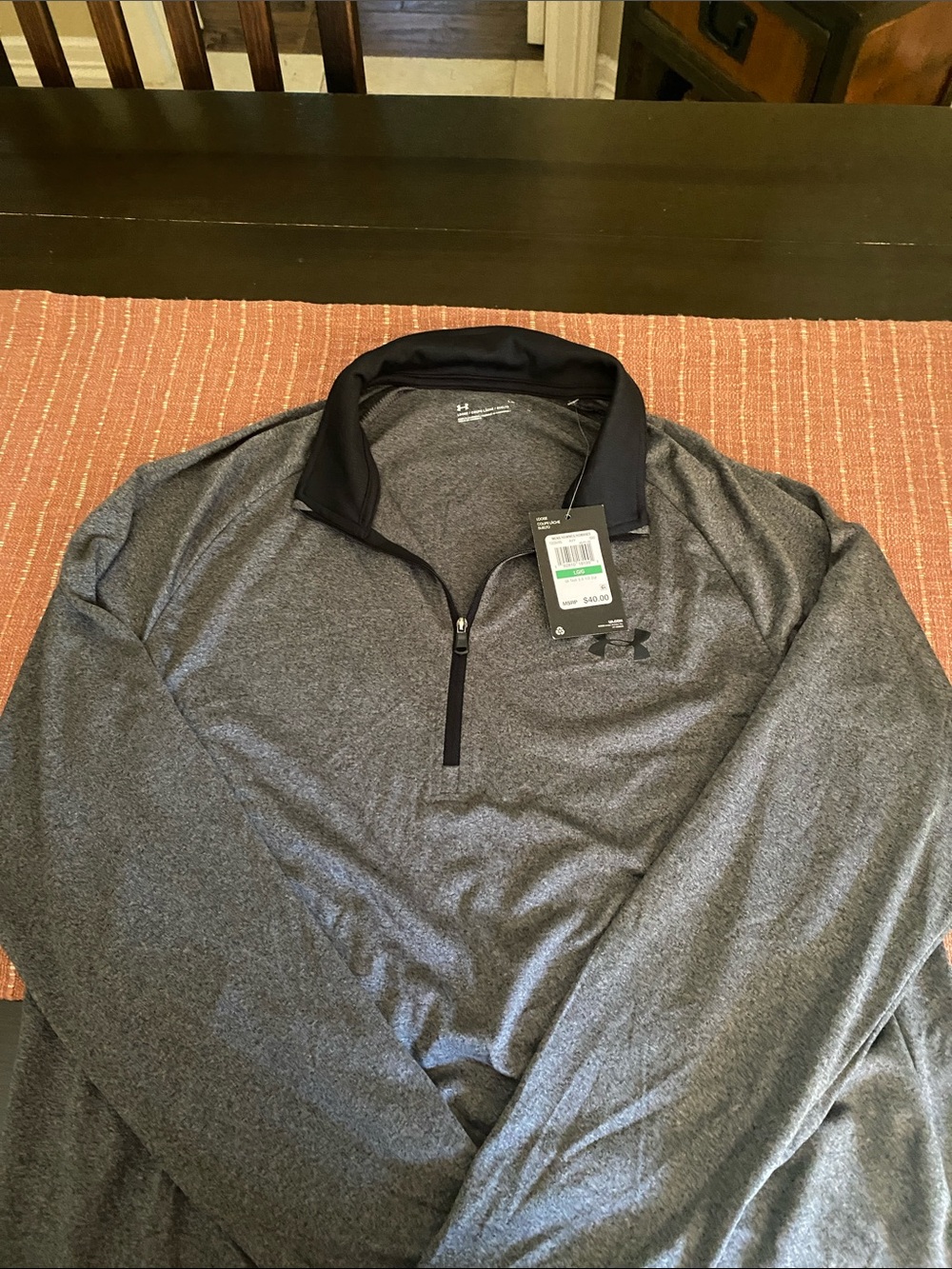 Under Armour Men’s Heather Gray Quarter-Zip Pullover with Black Collar